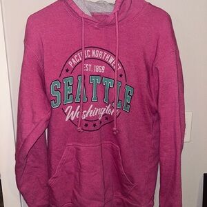 Seattle Blue Bay Pink Hoodie with Gray Lining